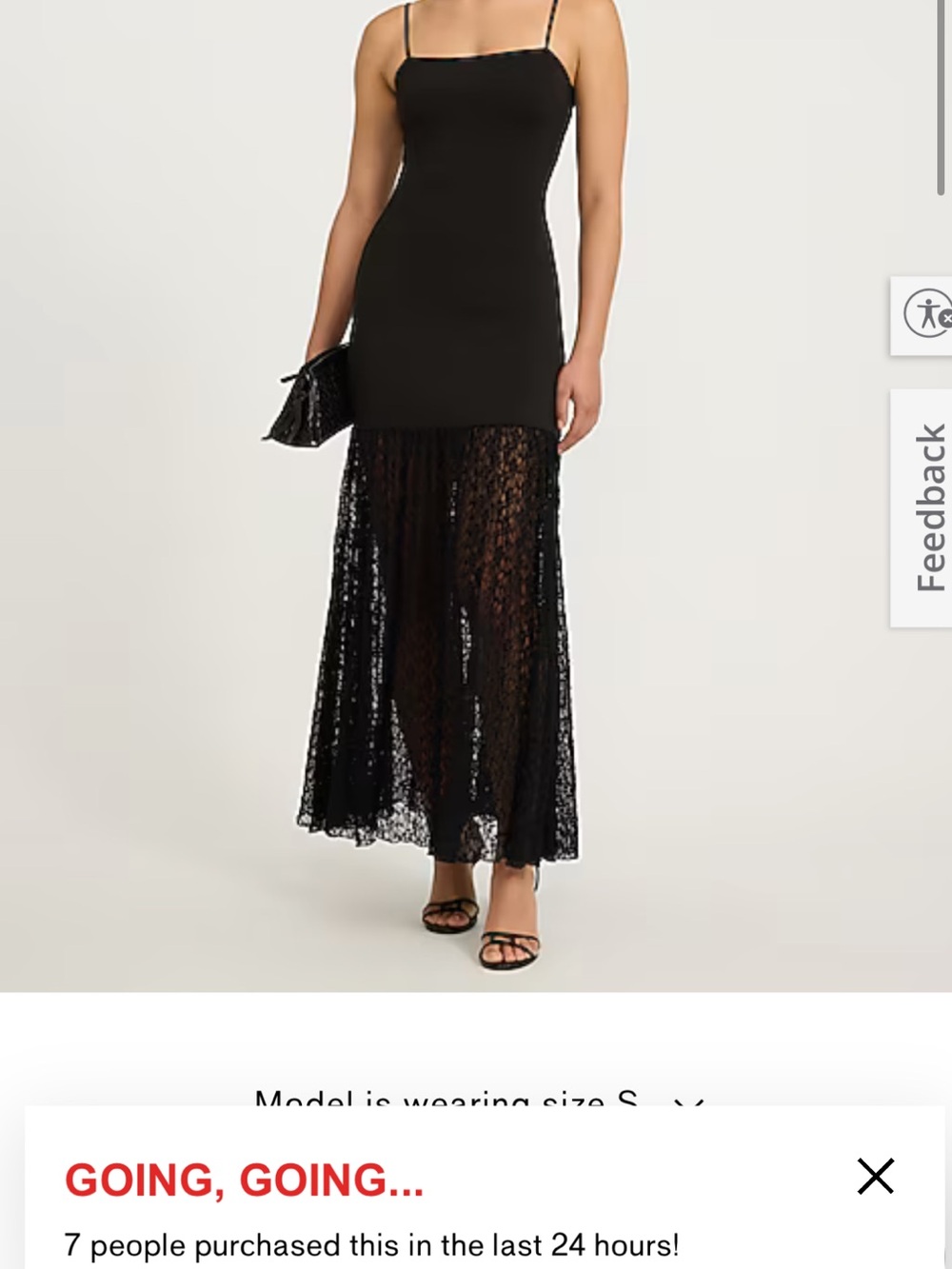 Express Black Lace Maxi Dress with Sheer Skirt